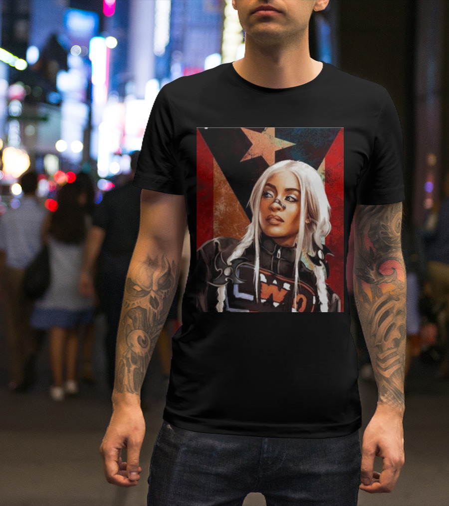 Queen Zelina Fear La Chancla LWO Latin World Order Star Flag Background T-Shirt