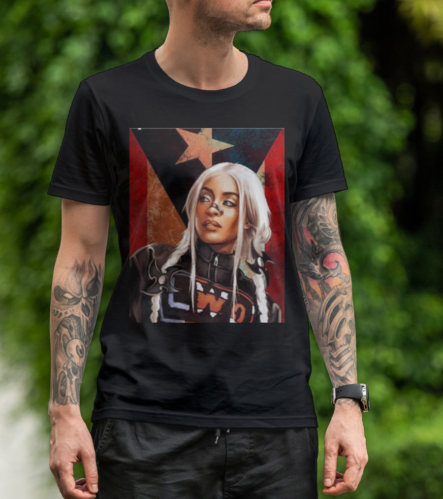 Queen Zelina Fear La Chancla LWO Latin World Order Star Flag Background T-Shirt