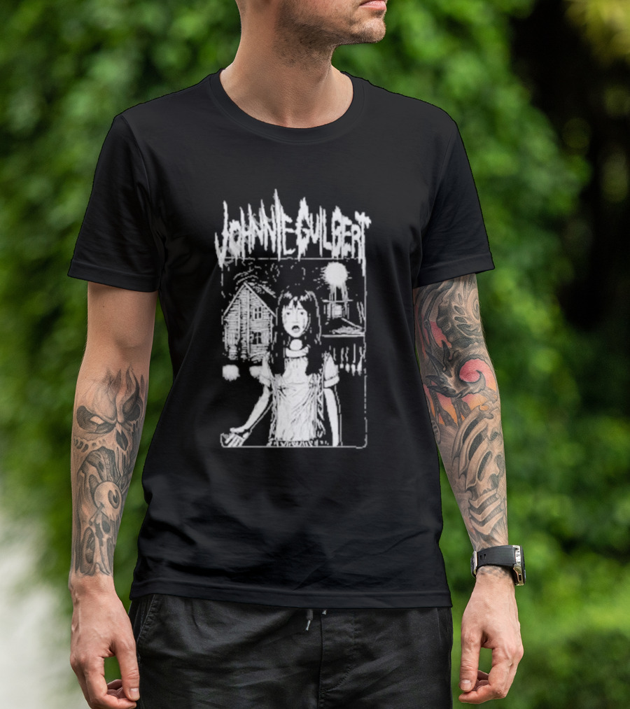 Johnnie Guilbert The Lost Girl Creepy Haunted House Background T-Shirt