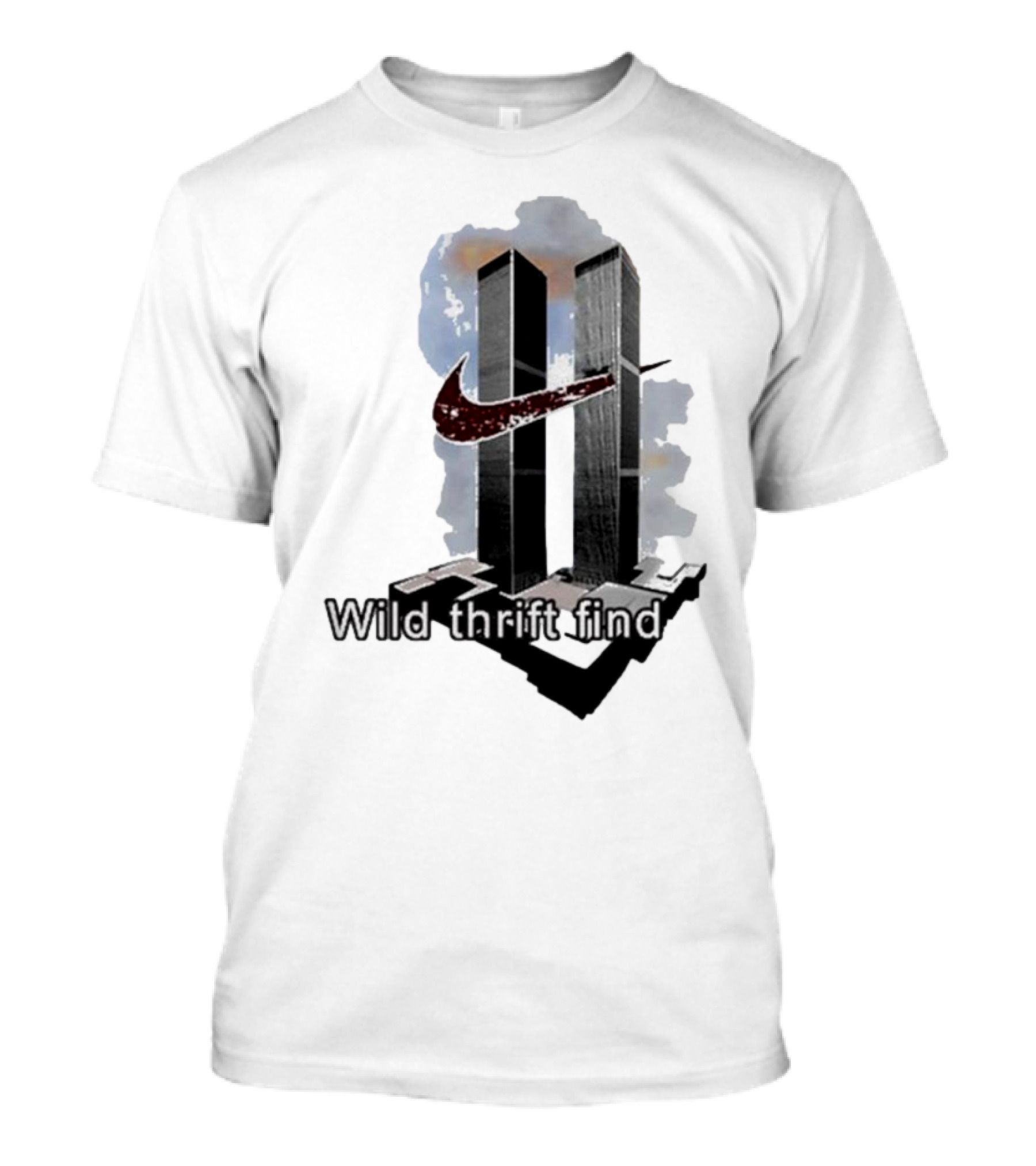 Wild Thrift Find Twin Towers Swoosh T-Shirt