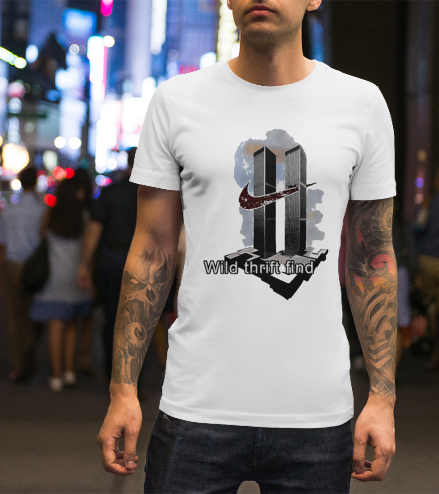 Wild Thrift Find Twin Towers Swoosh T-Shirt