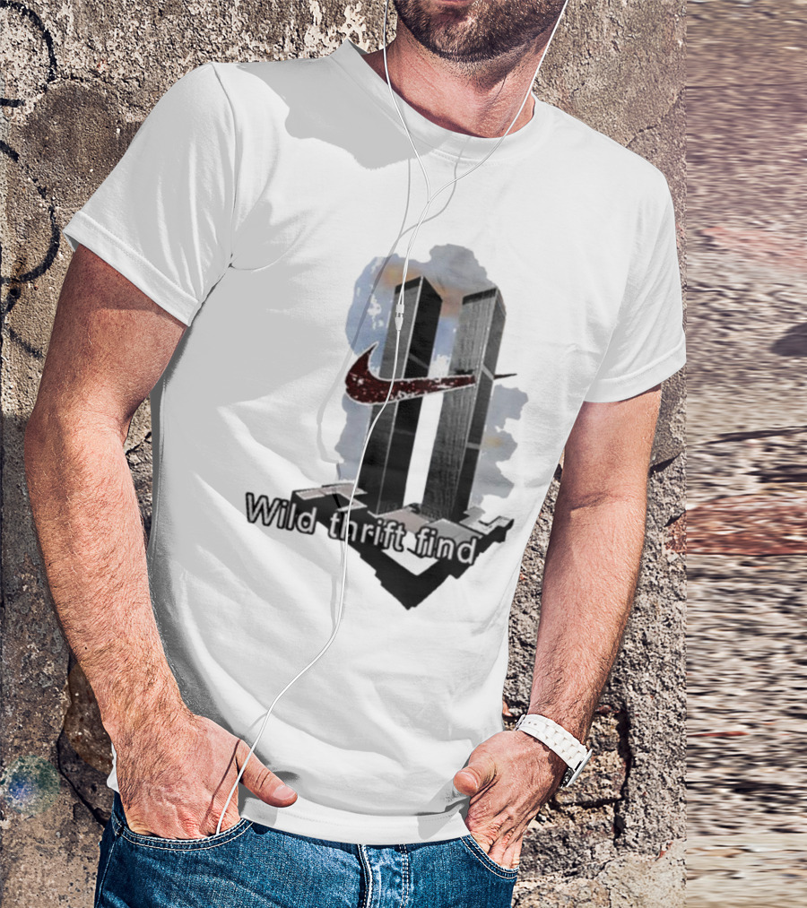 Wild Thrift Find Twin Towers Swoosh T-Shirt