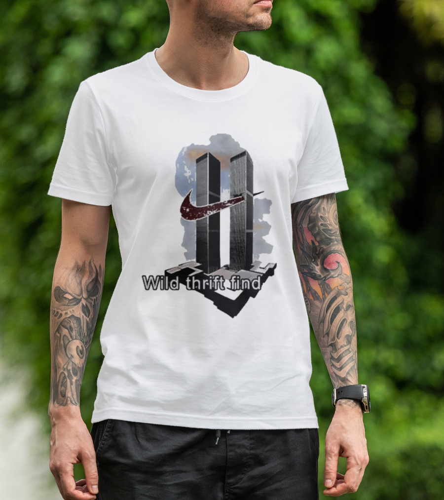 Wild Thrift Find Twin Towers Swoosh T-Shirt
