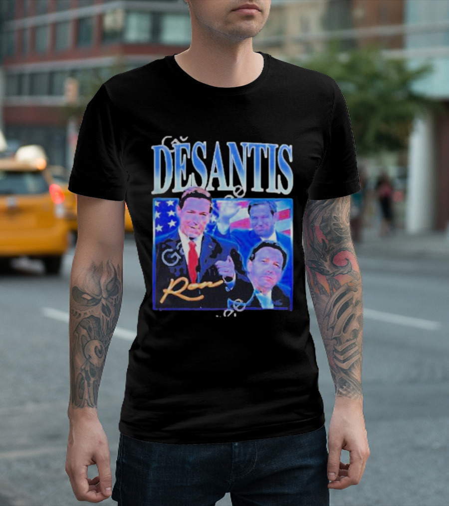 DÉSANTIS Ron American Flag Suit T-Shirt