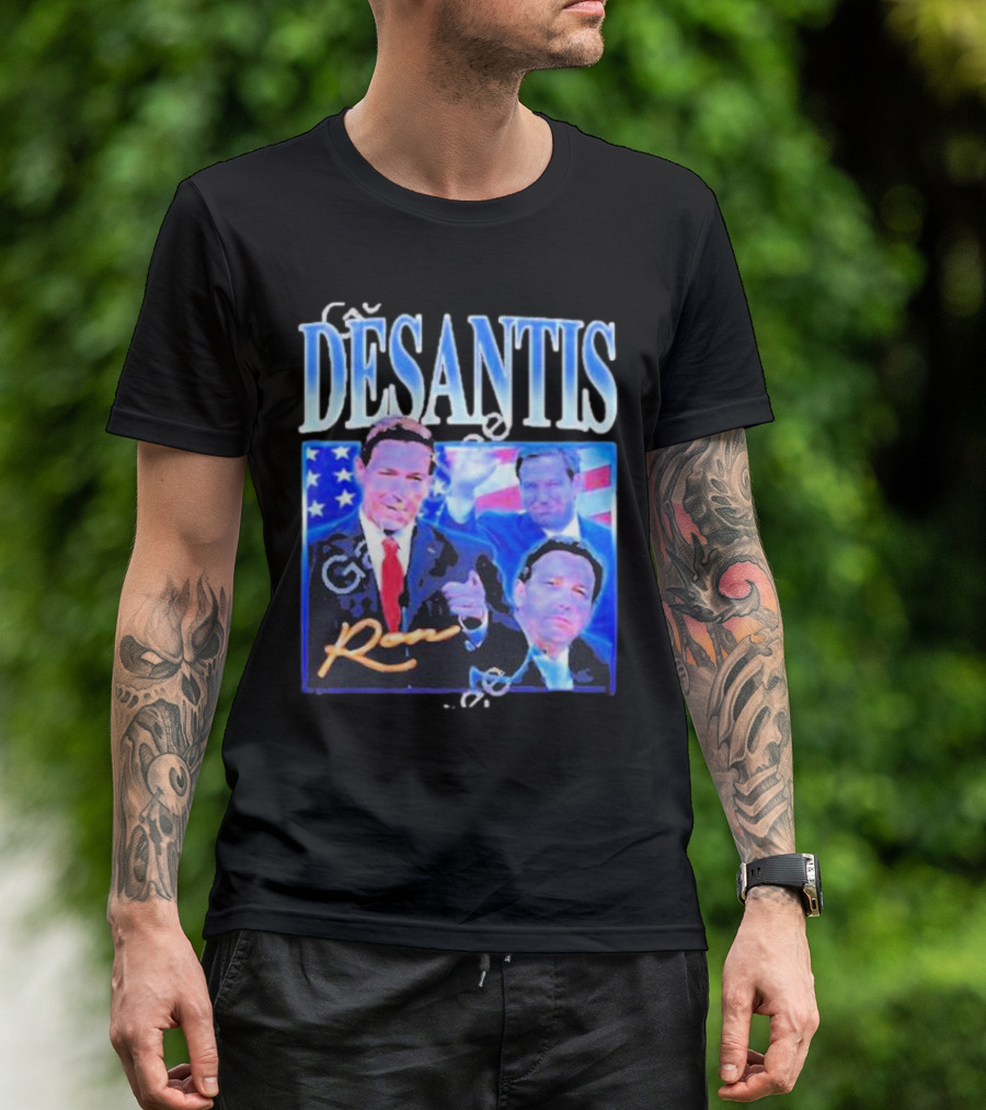 DÉSANTIS Ron American Flag Suit T-Shirt