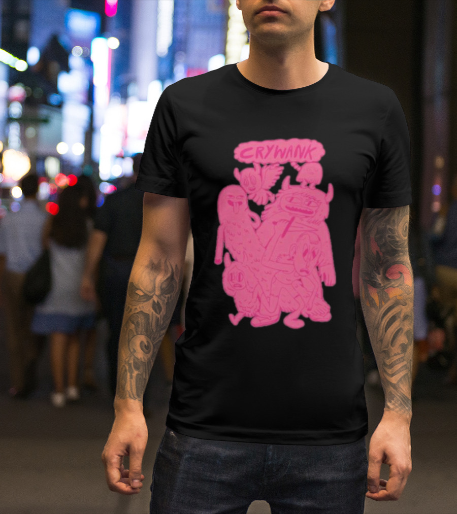 Crywank Cartoon Characters Art Pink T-Shirt