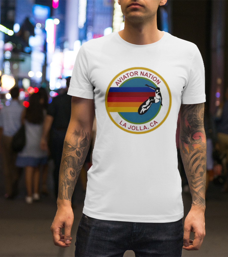 Aviator Nation La Jolla CA Surfing Rainbow T-Shirt