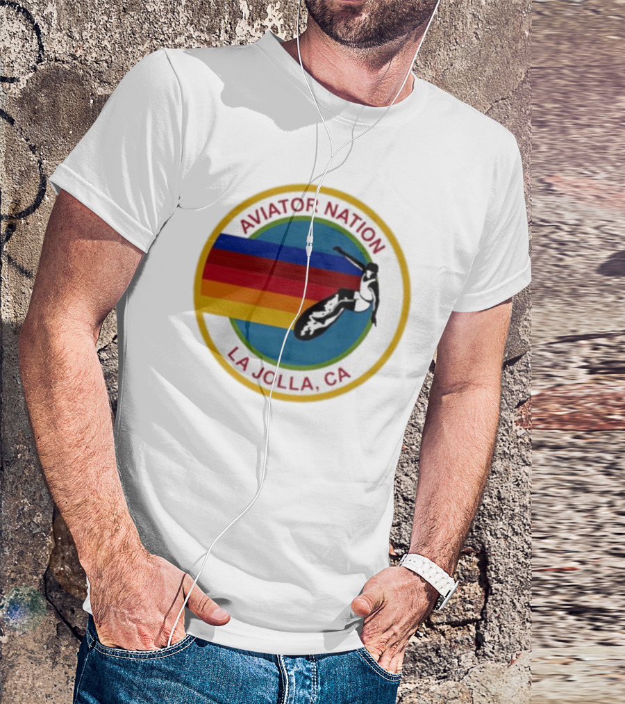 Aviator Nation La Jolla CA Surfing Rainbow T-Shirt
