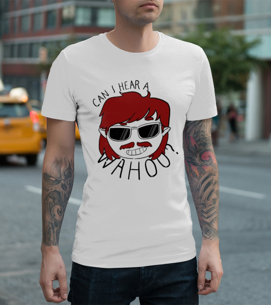 Can I Hear A Wahoo Red-Haired Character with Sunglasses T-Shirt