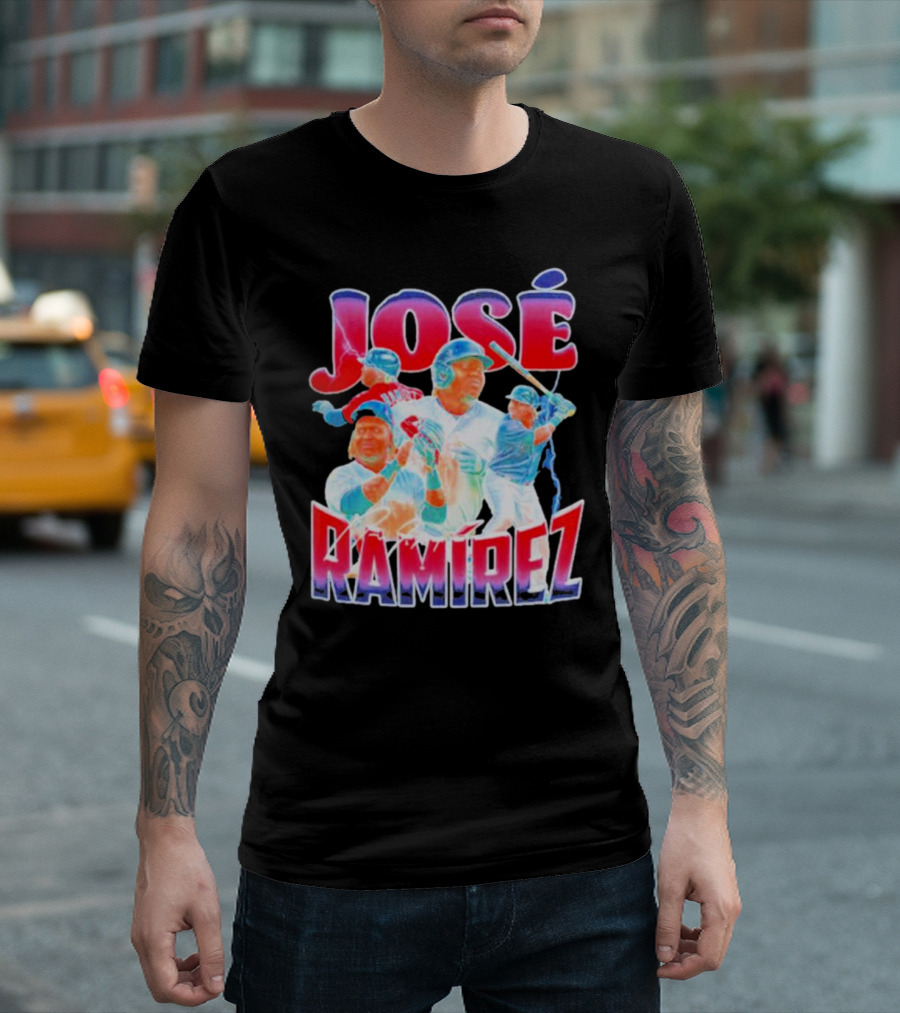 José Ramírez Signature Series Baseball Action Collage T-Shirt