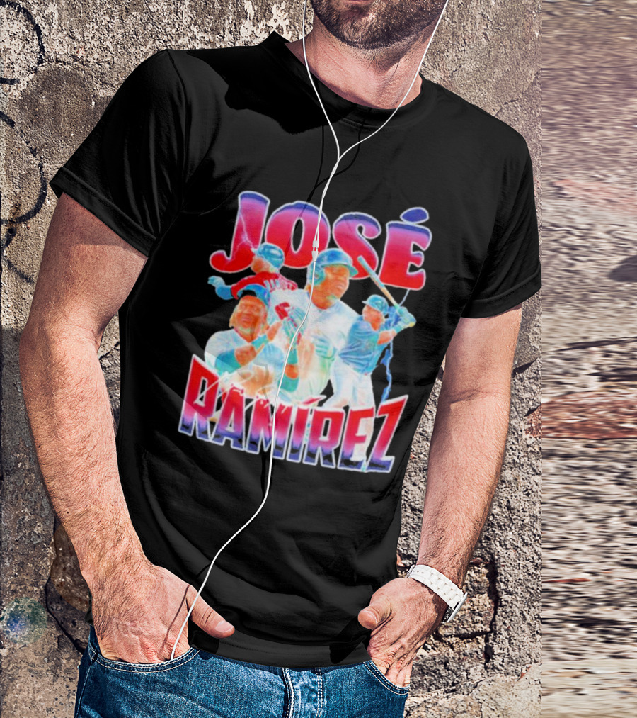 José Ramírez Signature Series Baseball Action Collage T-Shirt