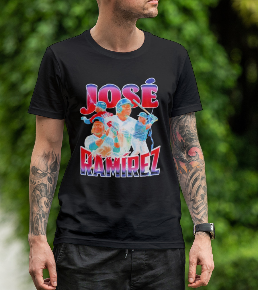 José Ramírez Signature Series Baseball Action Collage T-Shirt