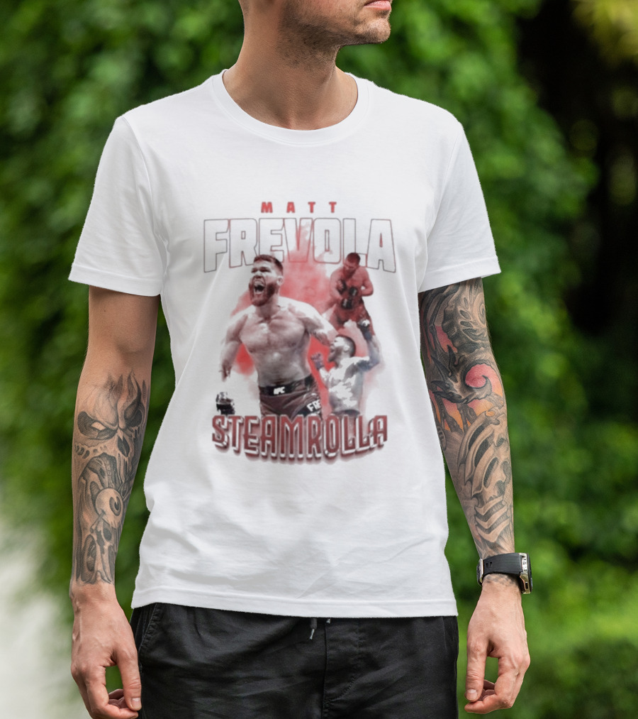 MATT FREVOLA STEAMROLLA Fiery MMA Fighter Action Scene T-Shirt