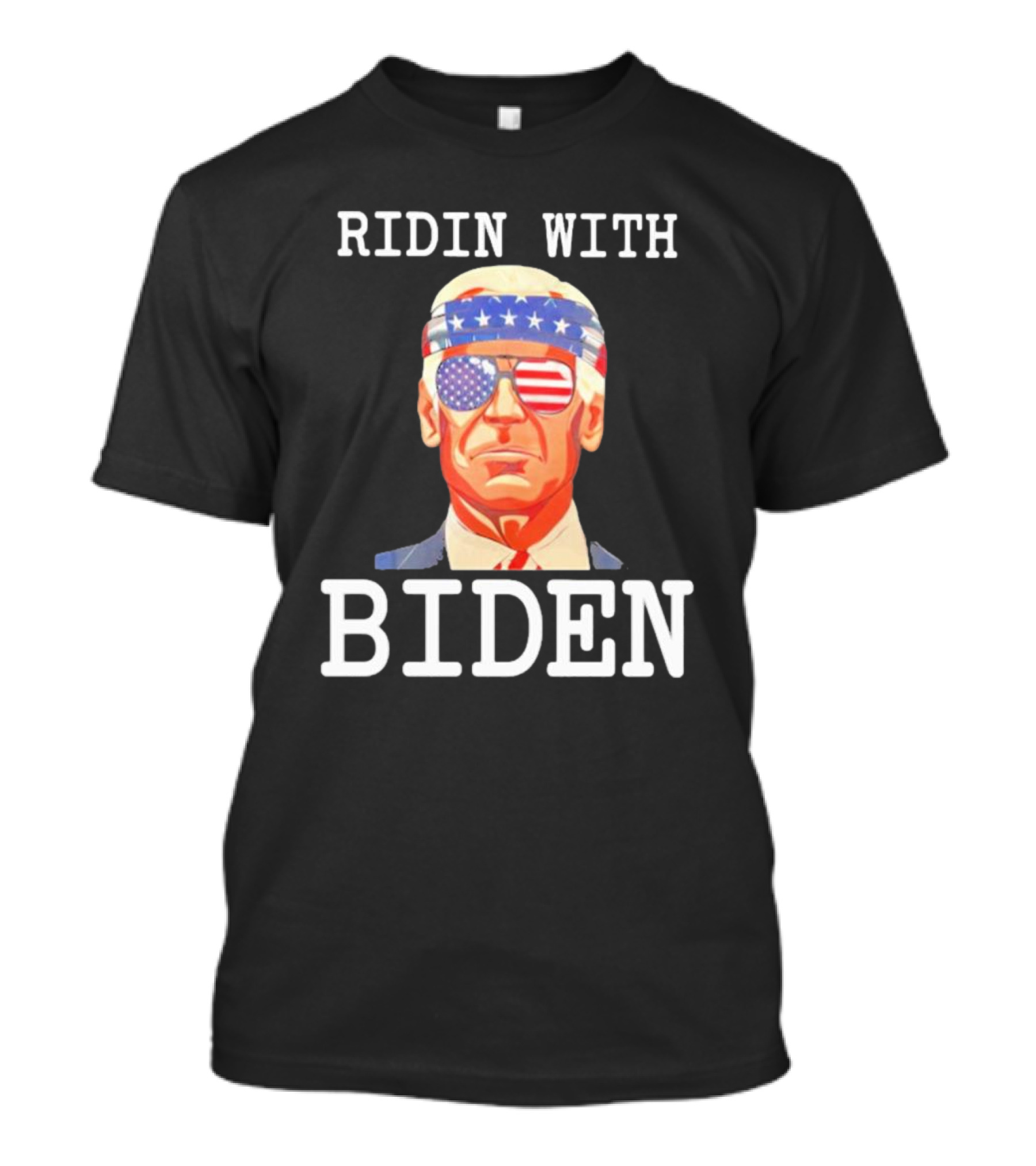 RIDIN WITH BIDEN Patriotic Flag Sunglasses American Headband T-Shirt