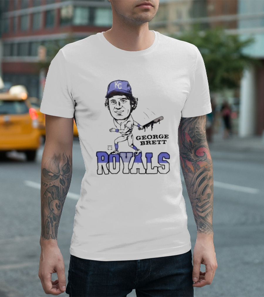 Royals Baseball George Brett KC Blue Cap T-Shirt