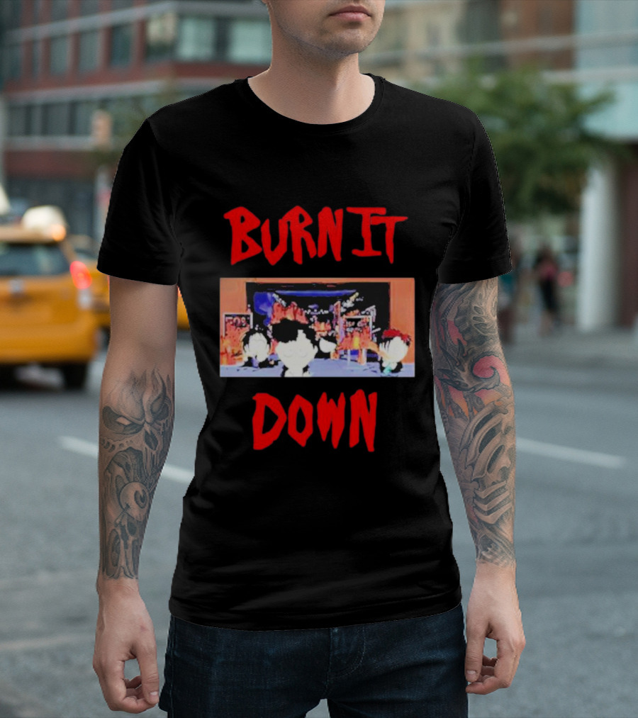 Burn It Down South Park Characters in Flames Scene T-Shirt