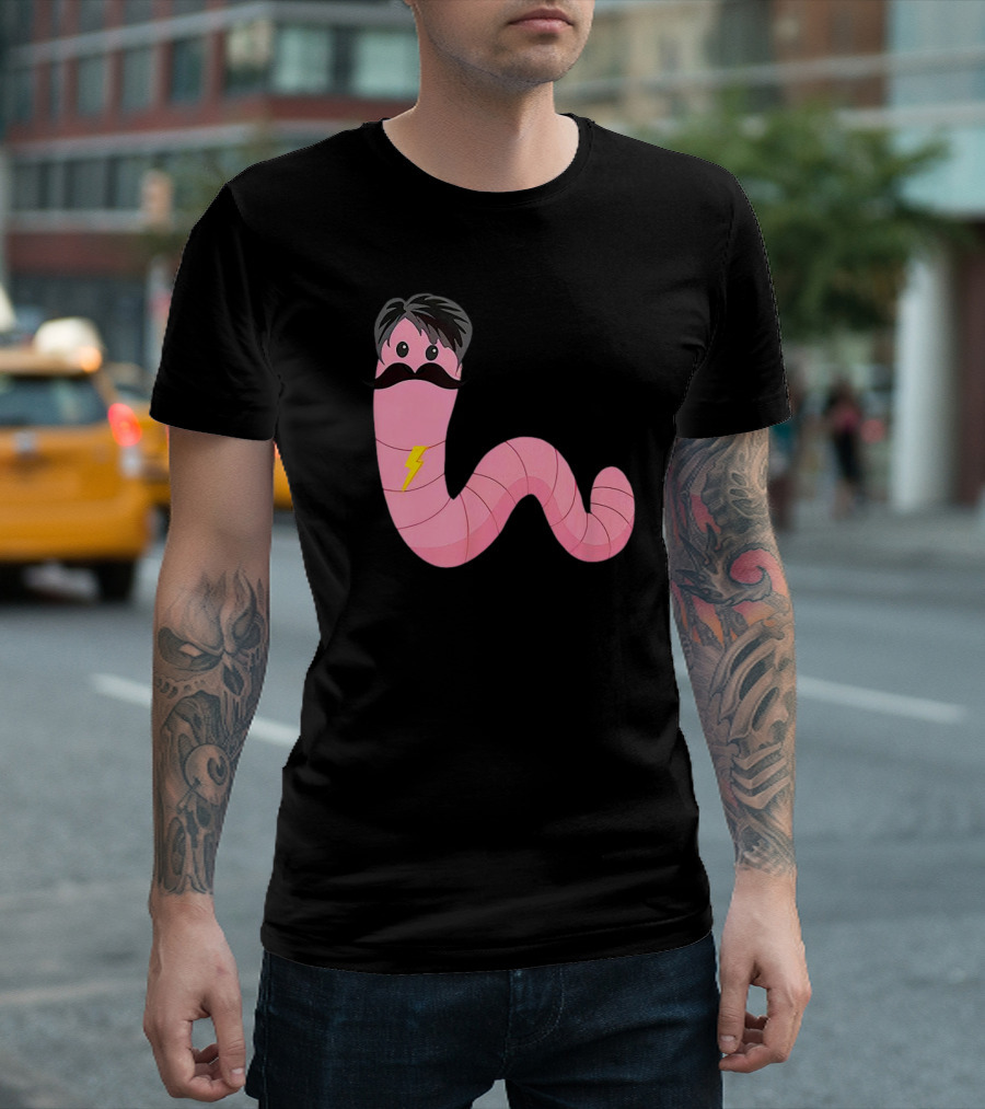 Worm With A Mustache James Tom Ariana Reality Lightning Bolt T-Shirt