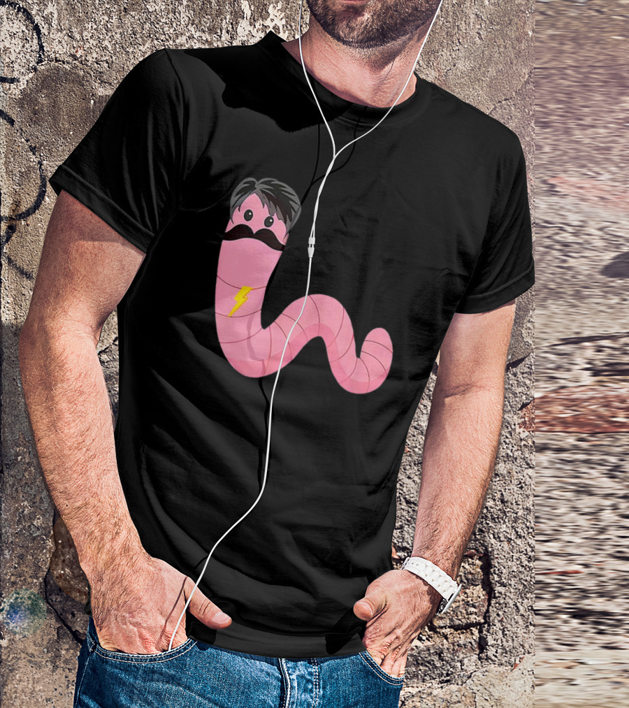 Worm With A Mustache James Tom Ariana Reality Lightning Bolt T-Shirt