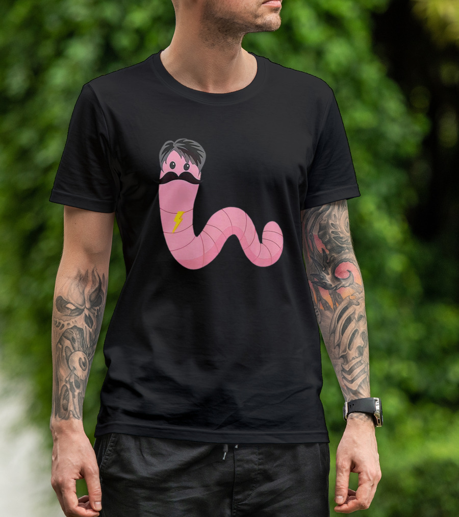Worm With A Mustache James Tom Ariana Reality Lightning Bolt T-Shirt