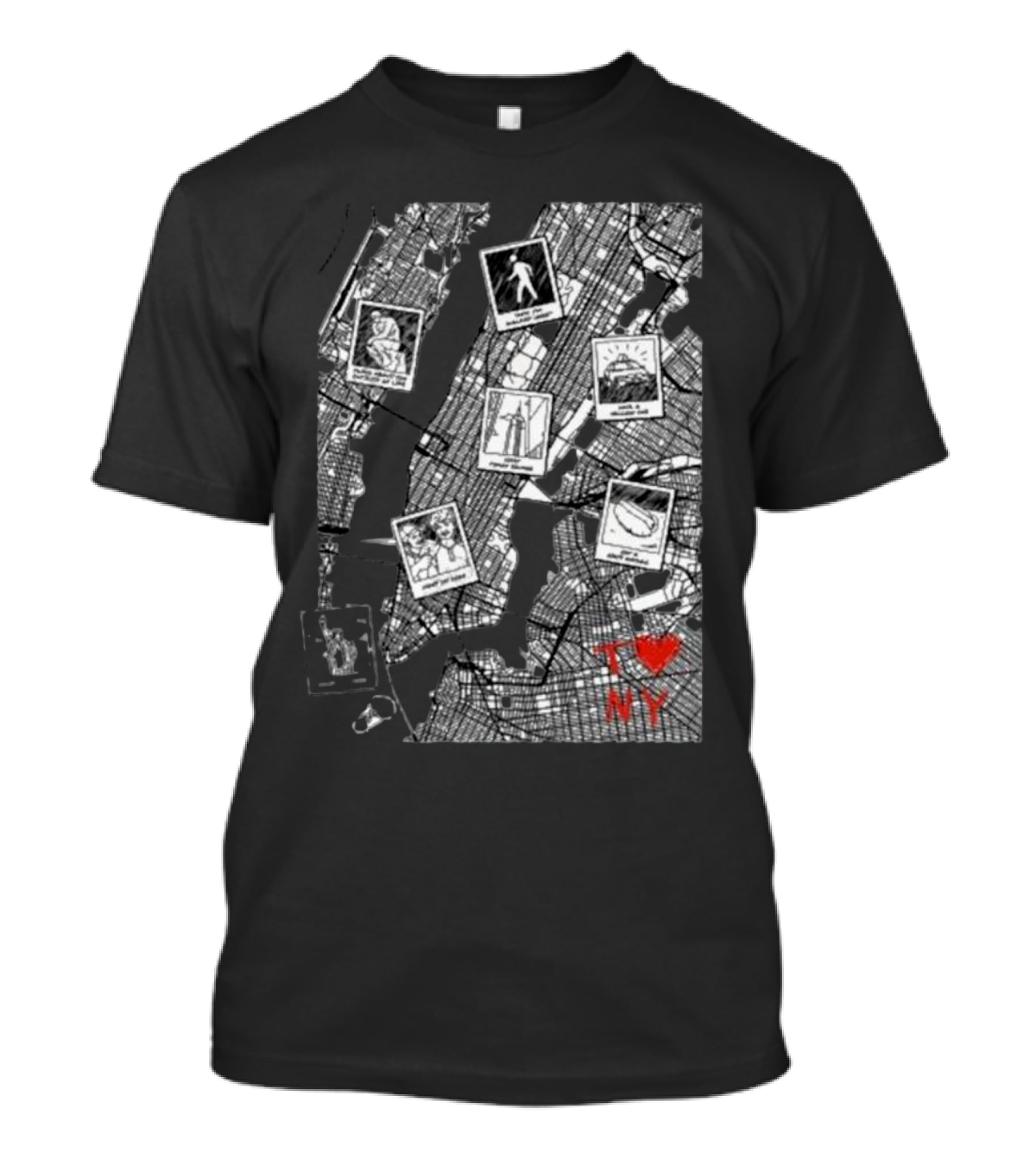 TommyInnit Merch T Love NY Map Icons And Polaroid Style Graphics T-Shirt