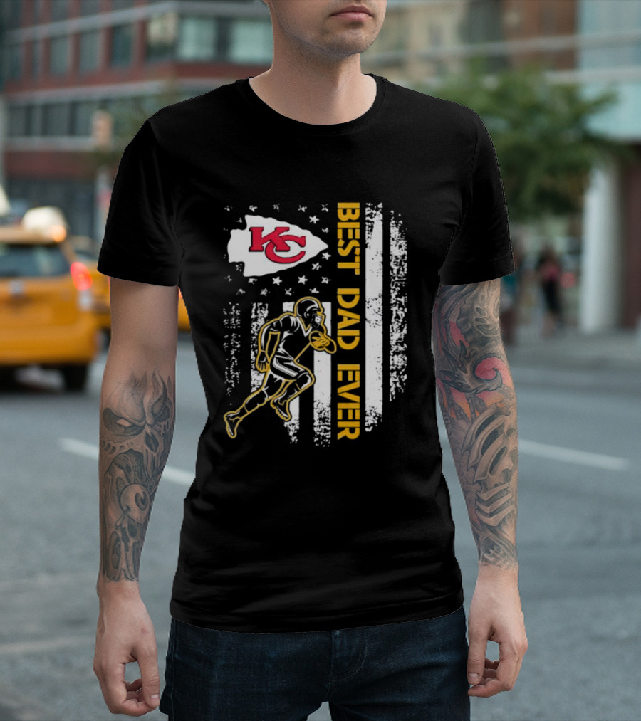 Kansas City Chiefs Best Dad Ever Vintage Flag Football American T-Shirt