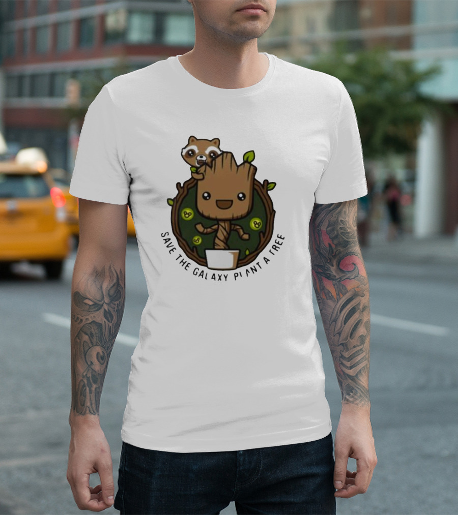 Save The Galaxy Plant A Tree Chibi Guardians Of The Galaxy T-Shirt