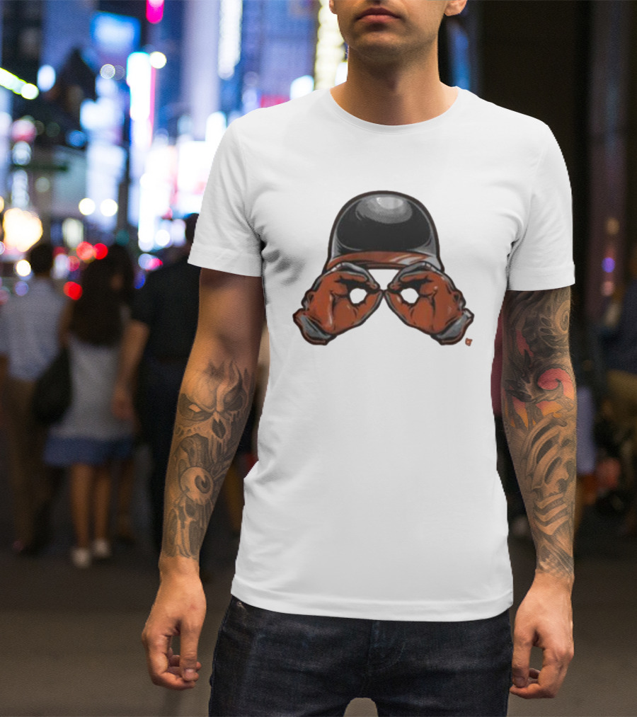 Baltimore Orioles Helmet And Gloves Holding Binoculars T-Shirt