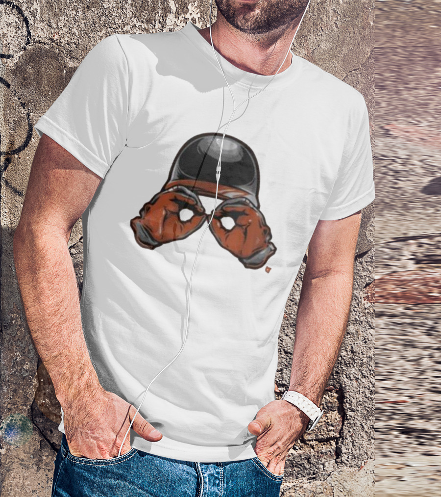 Baltimore Orioles Helmet And Gloves Holding Binoculars T-Shirt