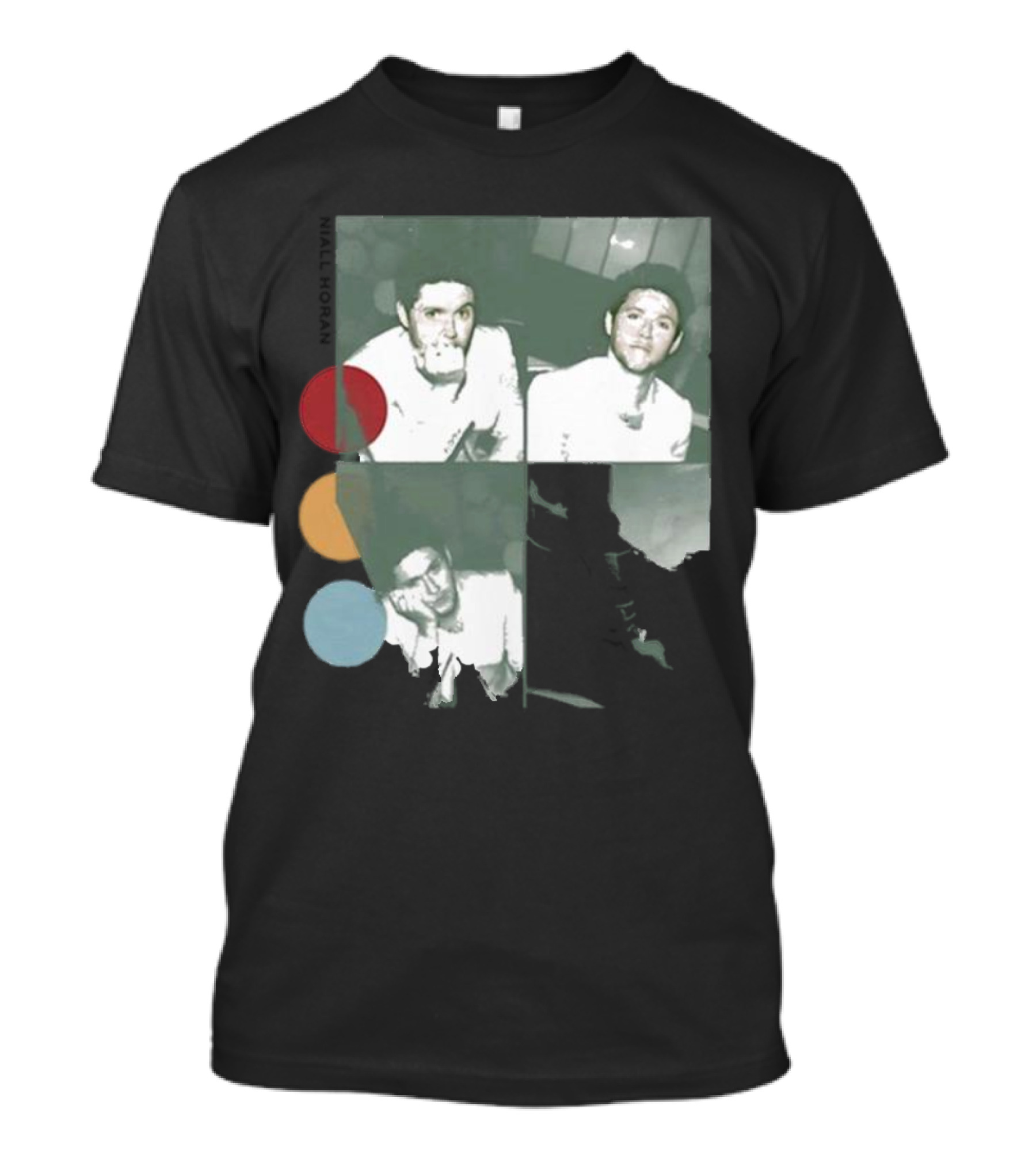 Niall Horan Hello Lovers The Show Photo Collage With Red Yellow Blue Circles T-Shirt
