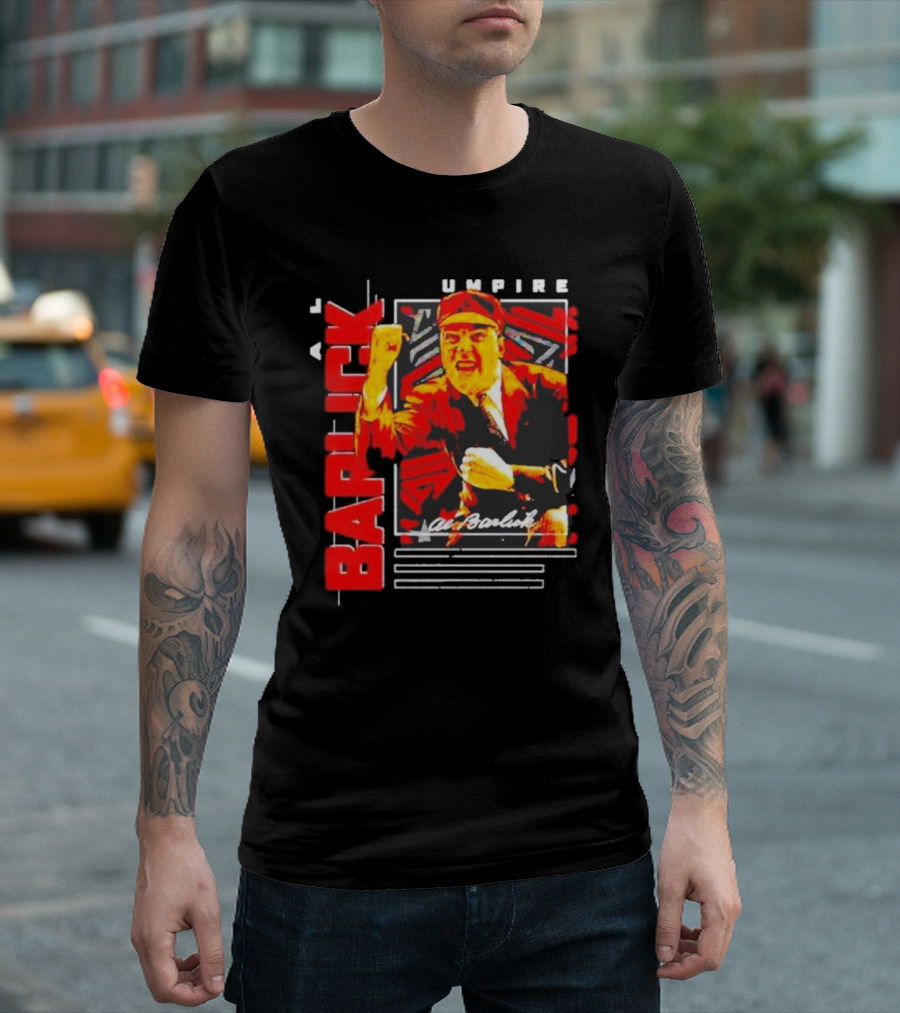 Al Barlick Umpire Sports Card Vintage Red T-Shirt