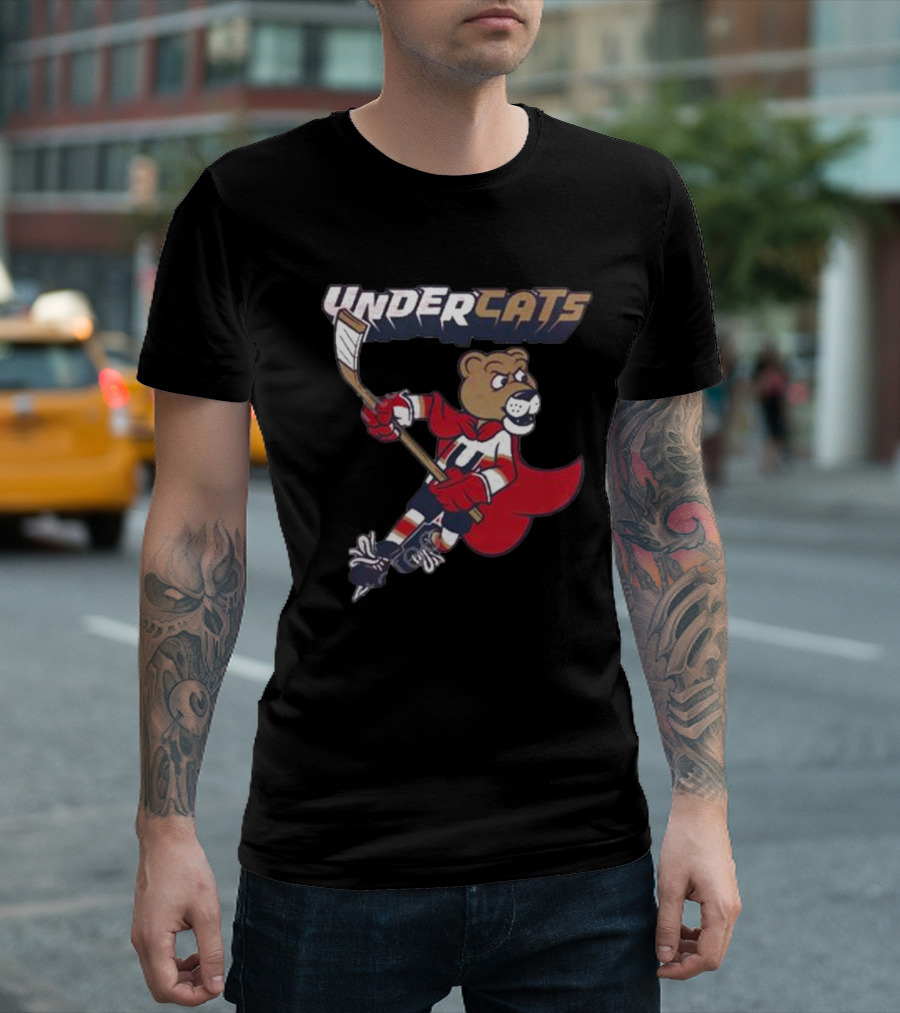Undercats Bear Hockey Player with Cape T-Shirt