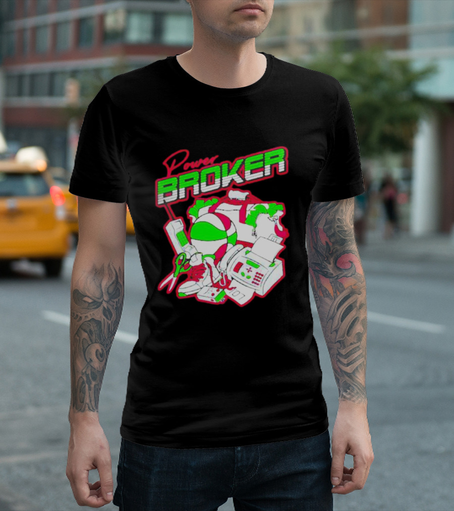 Power Broker Retro Tech and Sports Collage T-Shirt