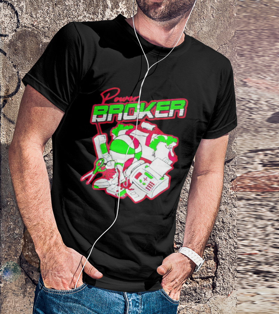 Power Broker Retro Tech And Sports Collage T-Shirt