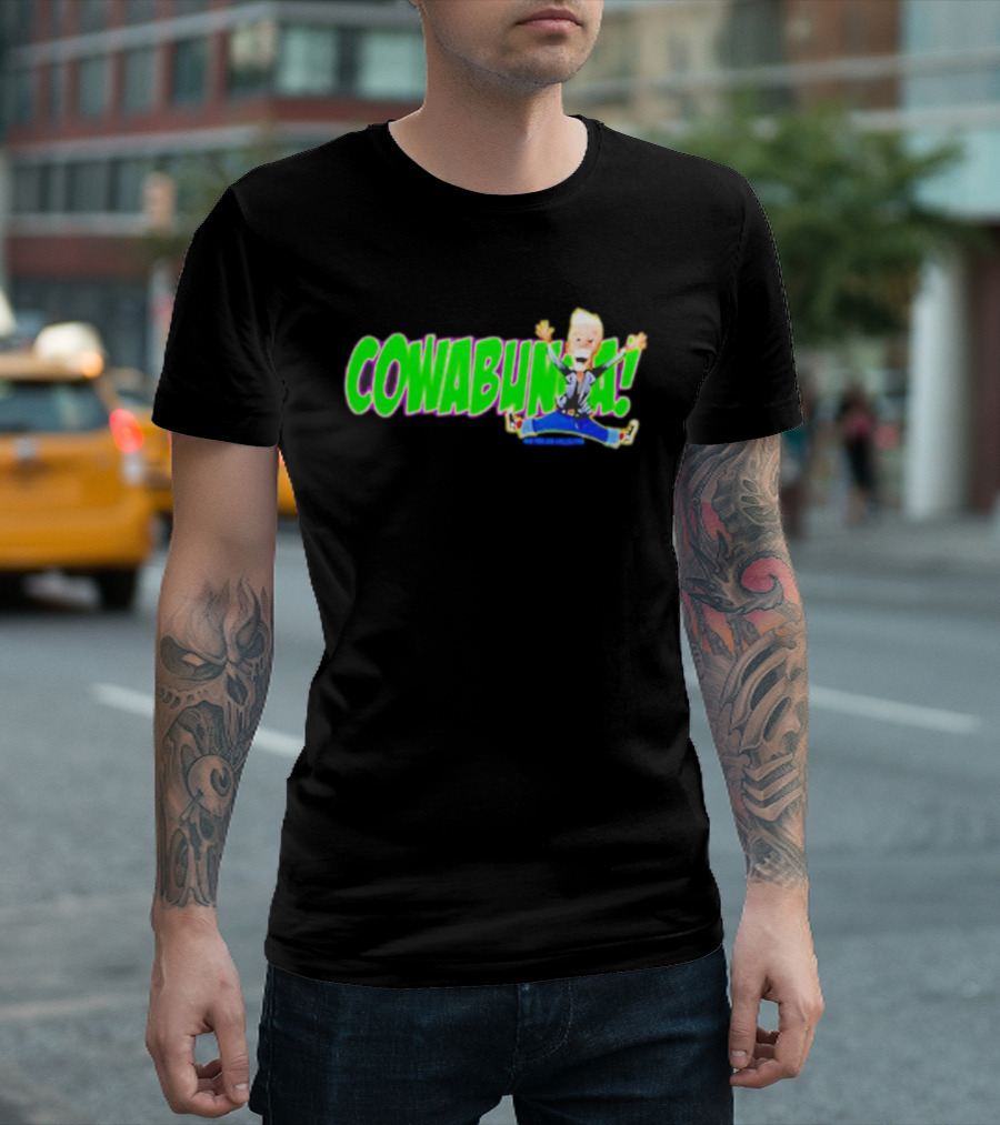 Rob Paulsen Cowabunga Cartoon Character Jumping Enthusiastically T-Shirt