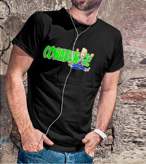 Rob Paulsen Cowabunga Cartoon Character Jumping Enthusiastically T-Shirt