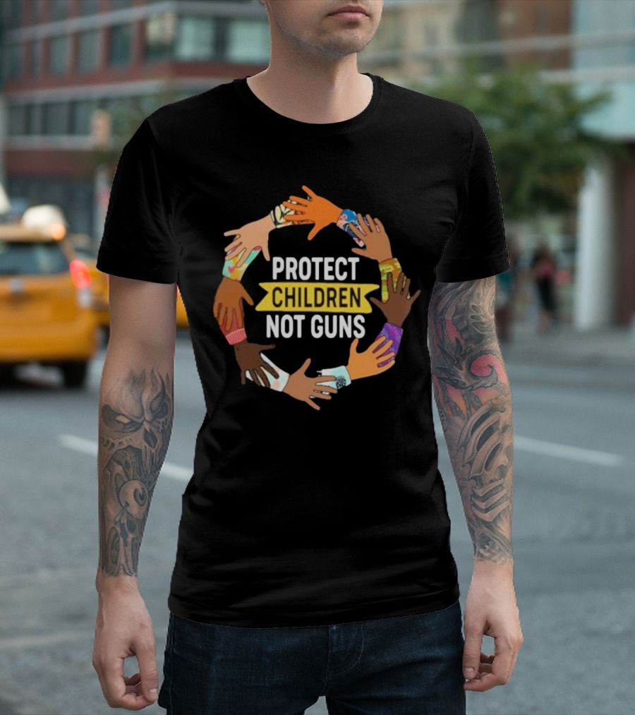 Protect Children Not Guns Diverse Hands Unity Circle T-Shirt