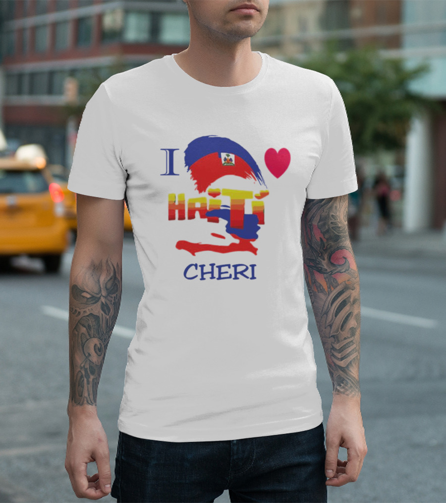 I Love Haiti Cheri Haitian Flag Heart T-Shirt