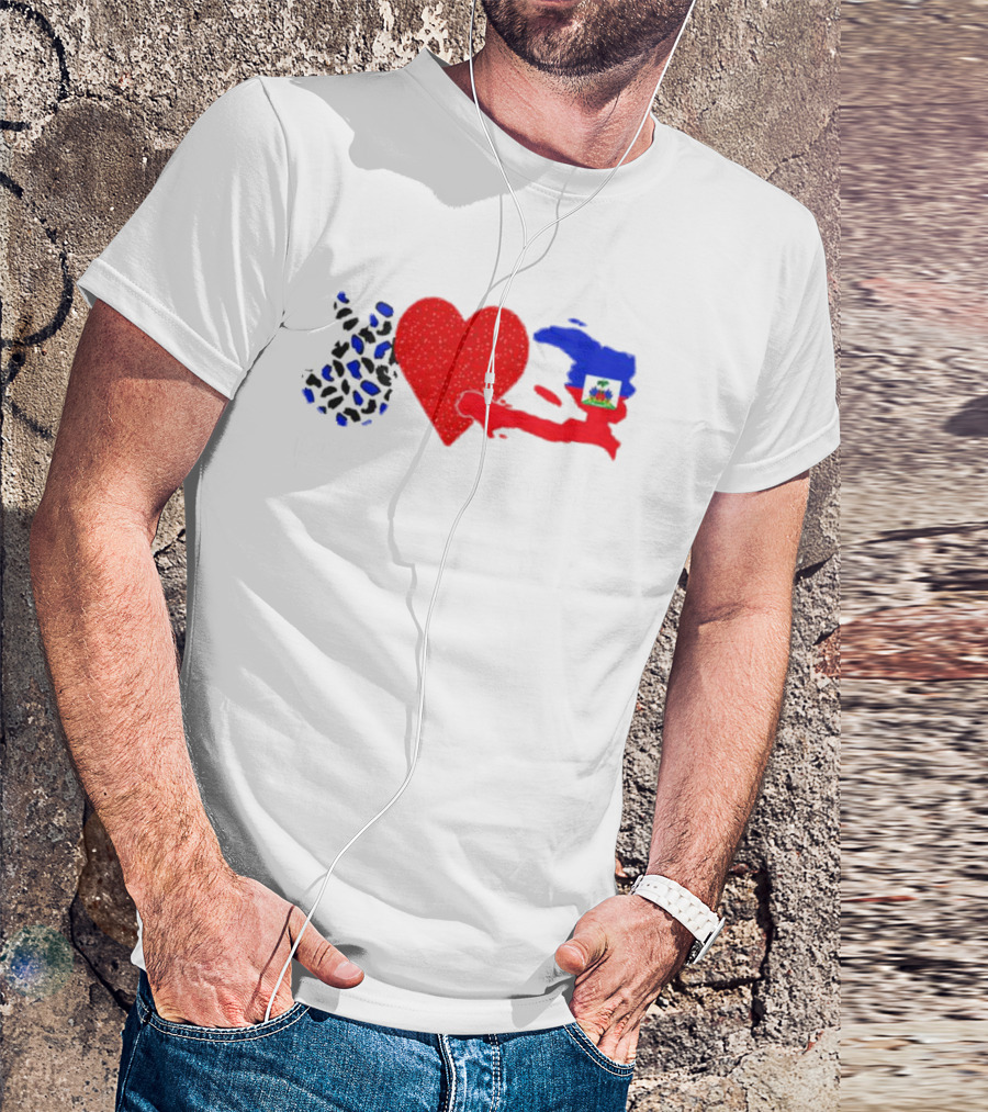 Peace Love Haiti Flag Haitian Heritage Pride T-Shirt