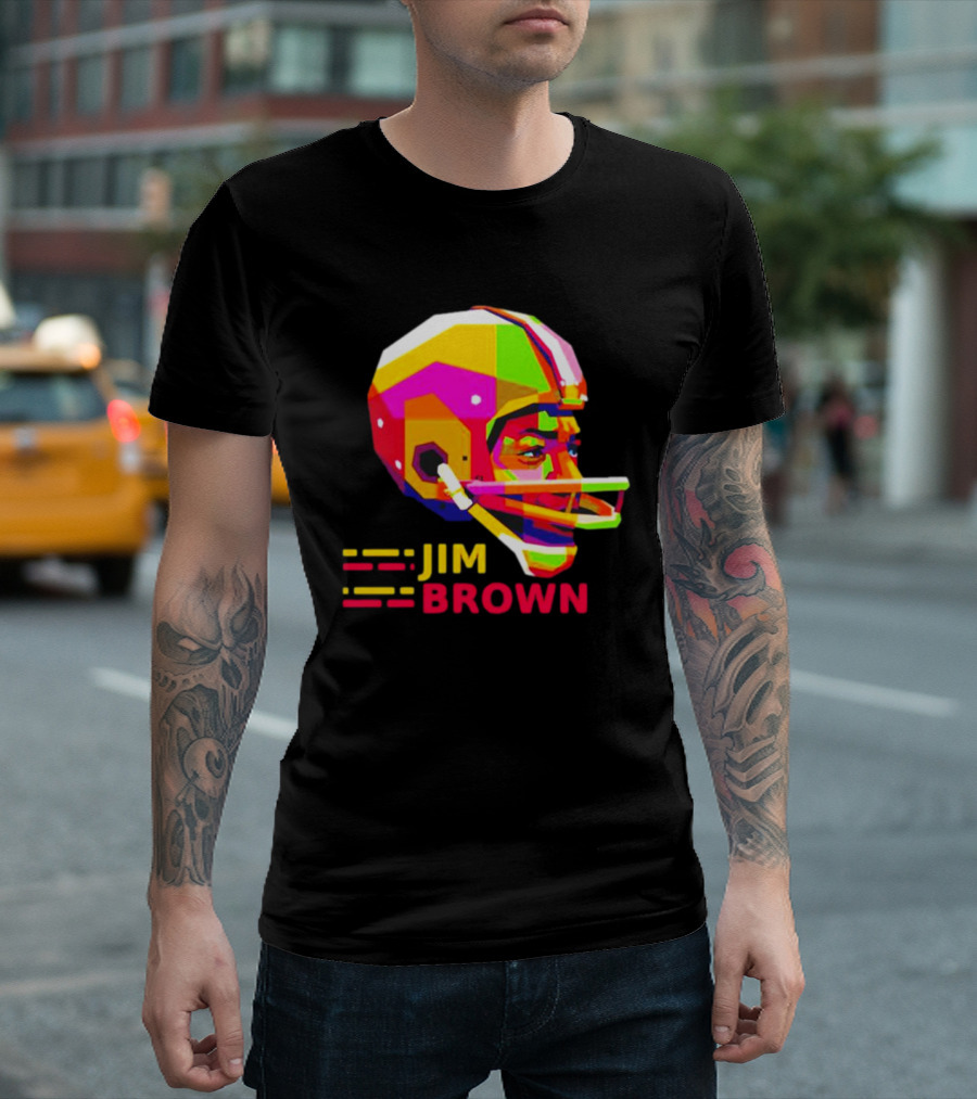 Jim Brown Vibrant Helmet Portrait Pop T-Shirt