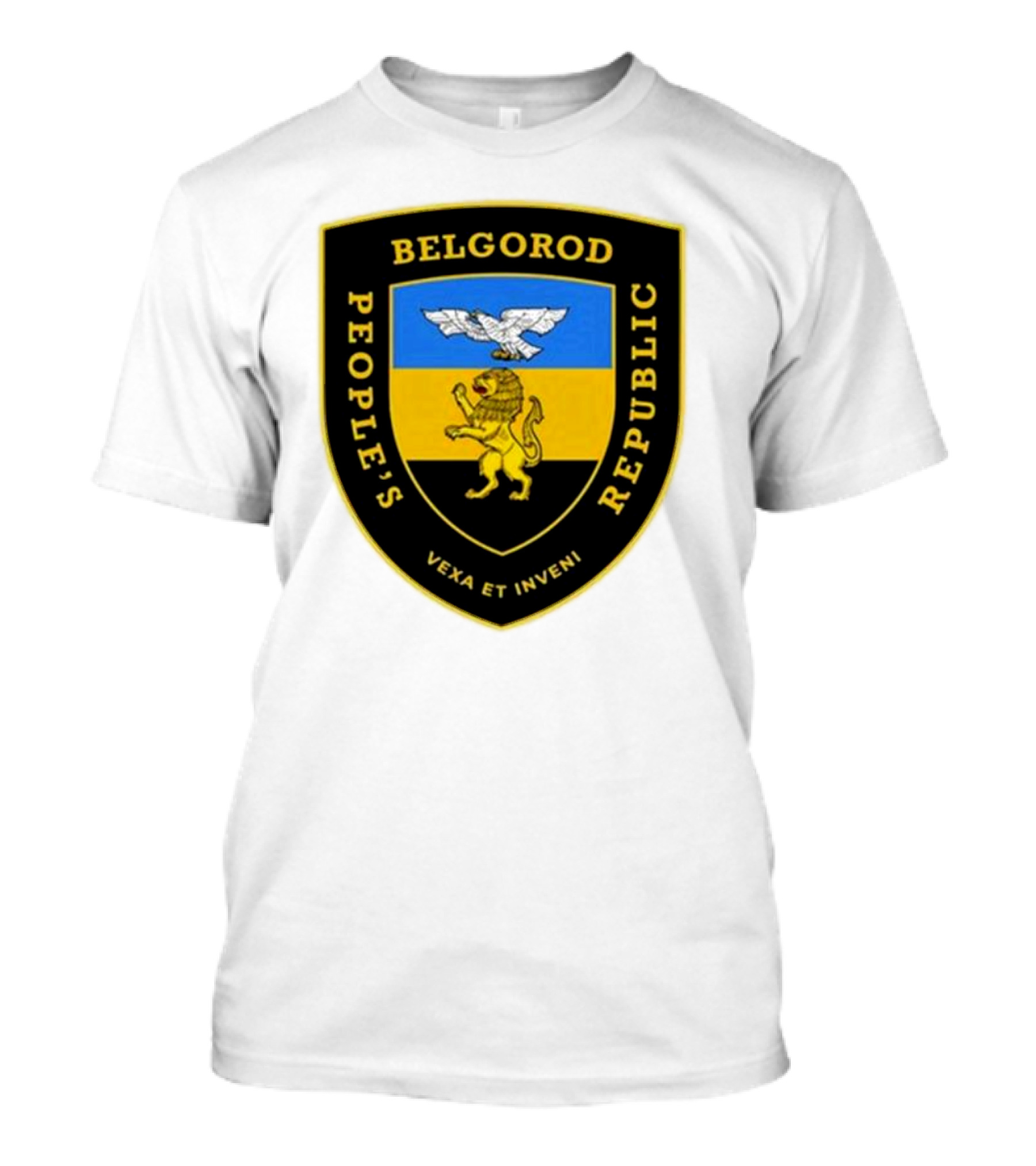 Saint Javelin Belgorod People’s Republic Vexa Et Inveni Lion And Eagle Crest T-Shirt
