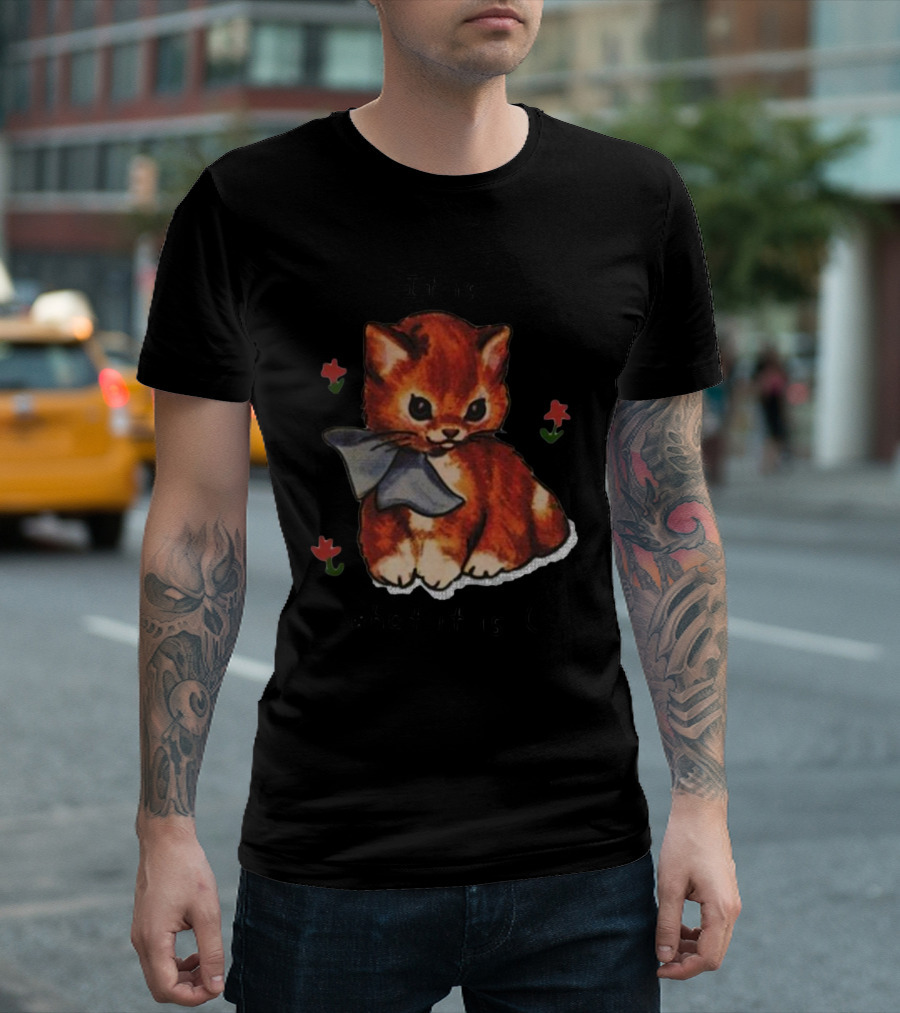 It Is What It Is Cat Sad Face with Flowers and Bow T-Shirt