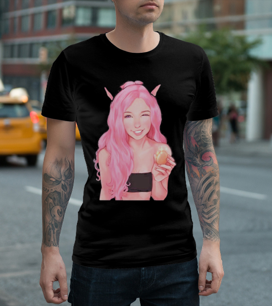 Belle Delphine Pink Hair Winking Holding Golden Egg Fantasy T-Shirt