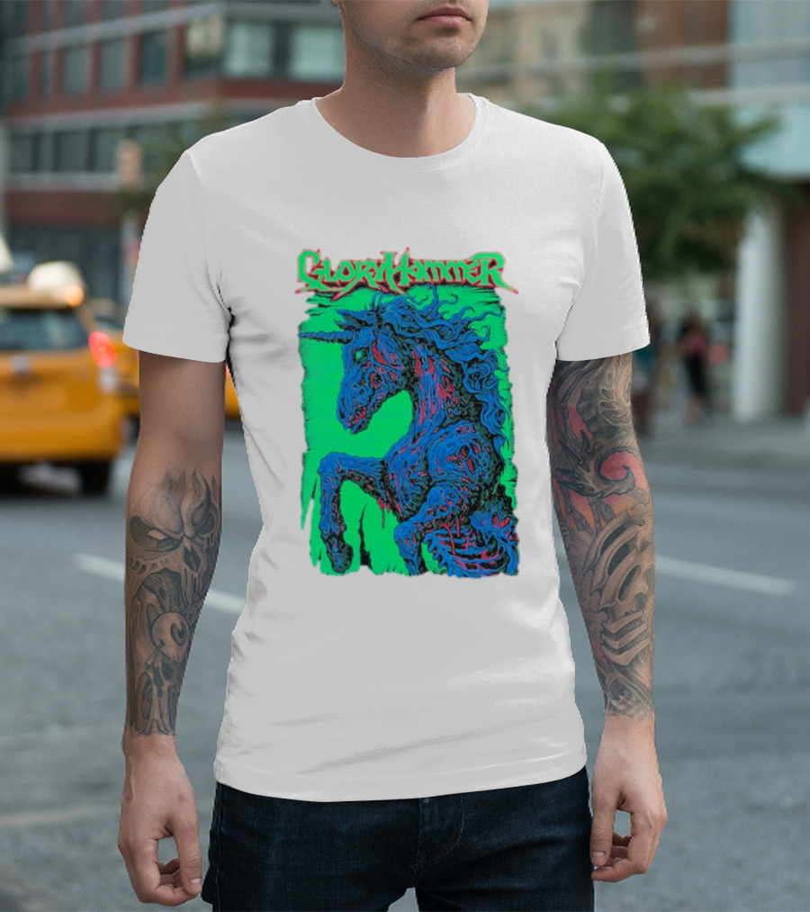 Gloryhammer Glowing Zombie Unicorn T-Shirt