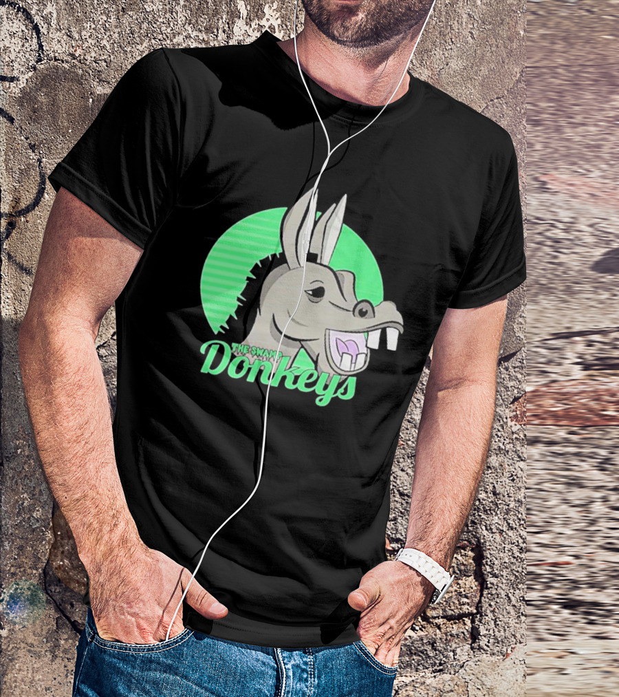 The Swamp Donkeys Green Logo Icon With Donkey Face T-Shirt