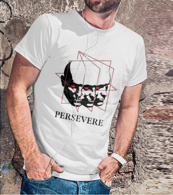 Persevere Triple Head Red Eyes Geometric Box T-Shirt