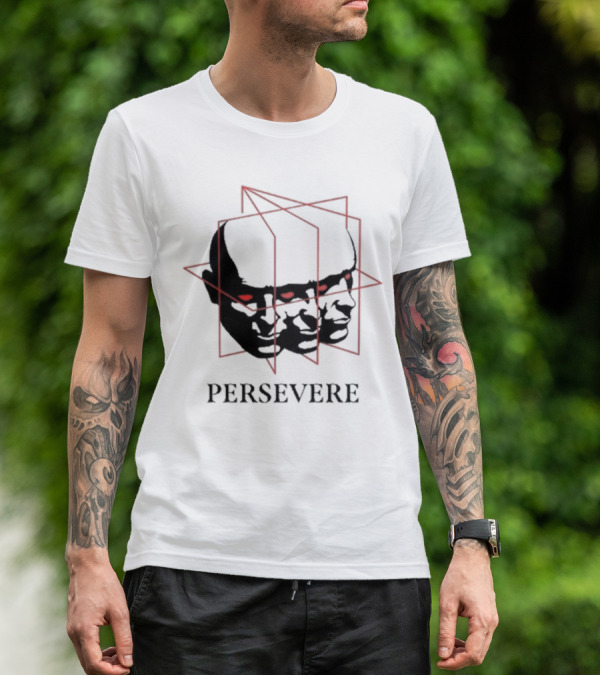 Persevere Triple Head Red Eyes Geometric Box T-Shirt