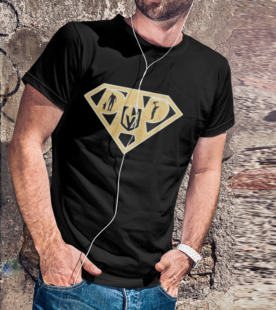 Vegas Golden Knights Super Dad Hero Shield T-Shirt