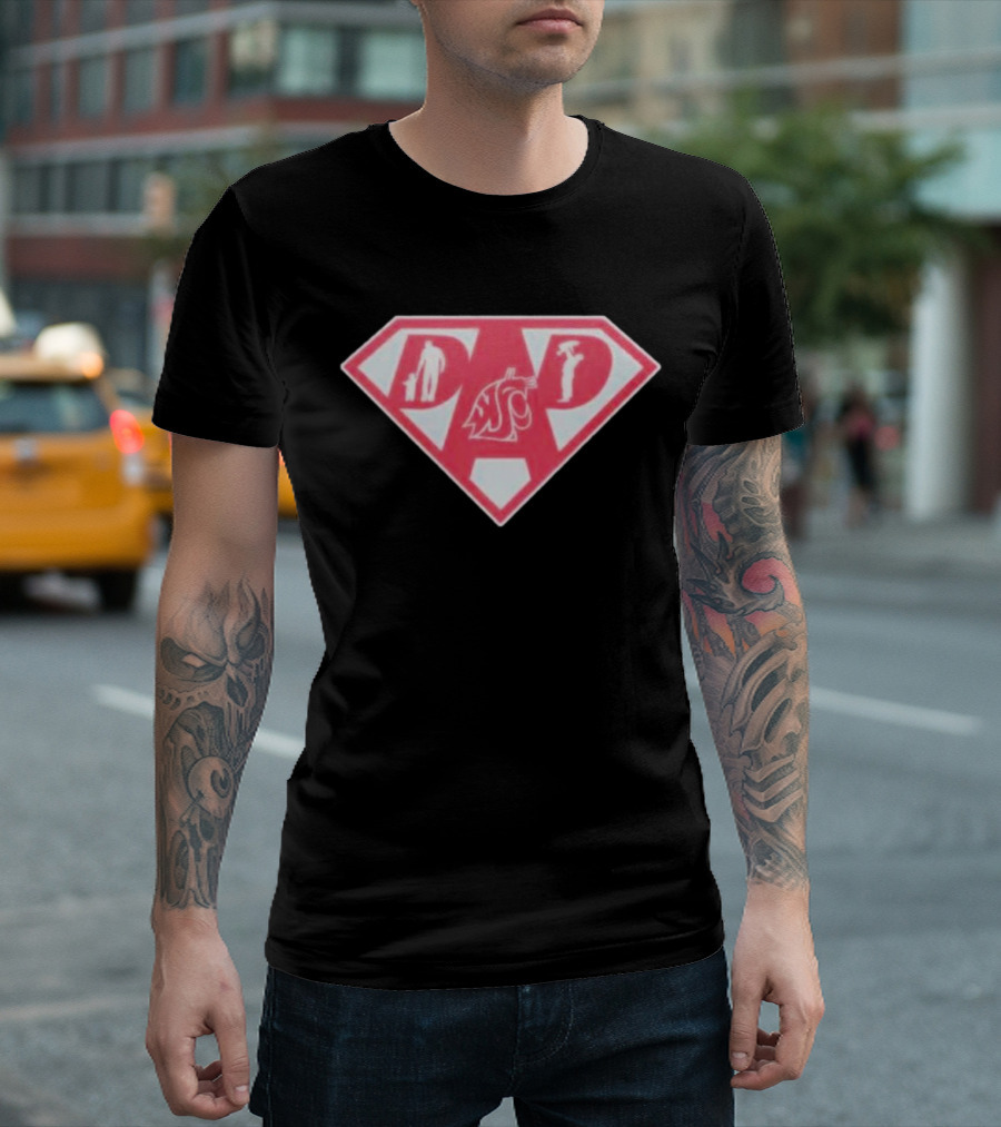 Washington State Cougars Super Dad Shield Emblem T-Shirt