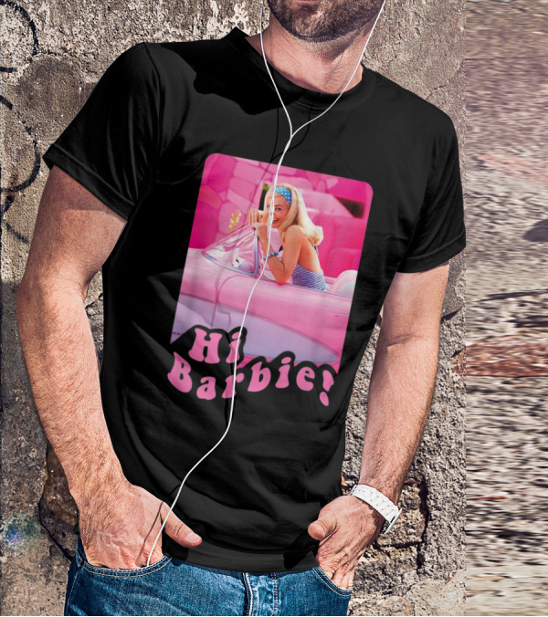 Barbie The Movie Hi Barbie Pink Car Scene T-Shirt