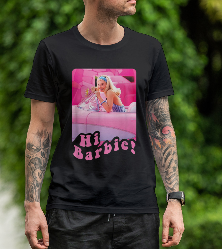 Barbie The Movie Hi Barbie Pink Car Scene T-Shirt
